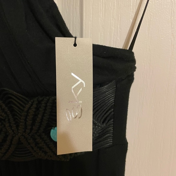 Sky Black Halter Dress with Turquoise Stone Embellishments - Picture 6 of 6